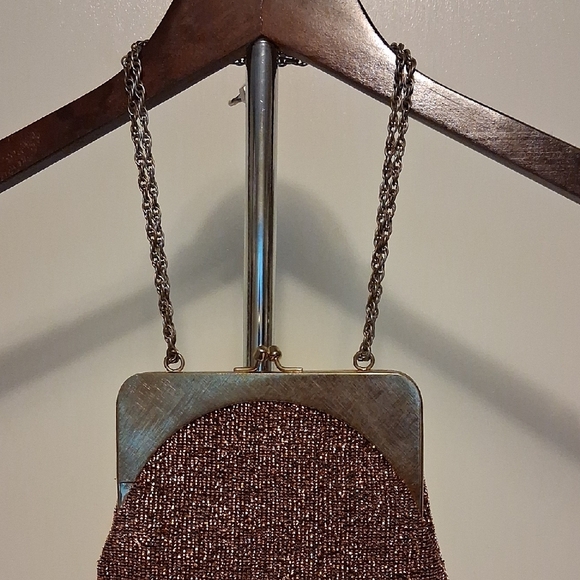 👜 Rare Vintage 1960s Harry Levine Bronze Fire Evening Clutch/Bag - Picture 2 of 9